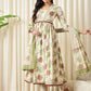 Floral Printed Empire Pure Cotton Flared Anarkali Kurta With Trousers & Dupatta