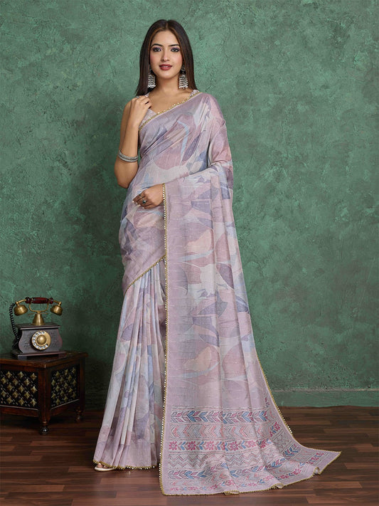 Sequinned Silk Blend Saree