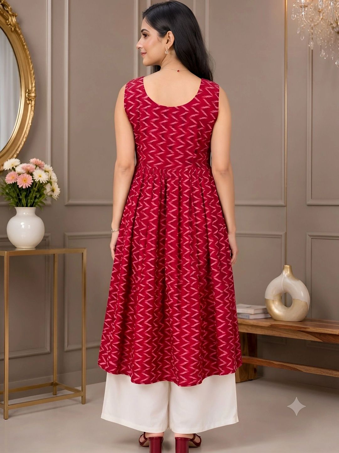 Women Ethnic Motifs Printed Empire Pure Cotton Kurta with Palazzos