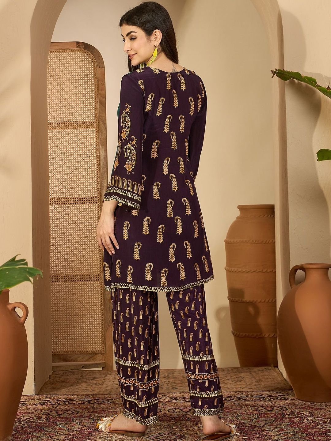 Printed Round Neck Tunic & Trousers Co-Ords Set