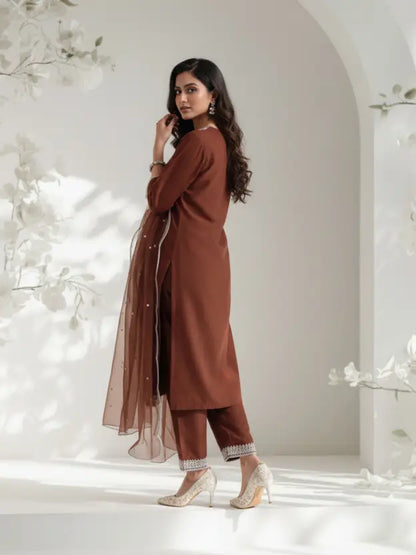 Women Silk Blend Kurta Pant Dupatta Set - Amy's Cart