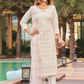 Off White & Pink Ethnic Embroidered Pure Cotton Kurta with Trousers & Dupatta