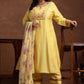 Plus Size Ethnic Motifs Thread Work Kurta & Trousers & Dupatta