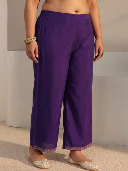 Women Ethnic Motifs Embroidered Regular Sequinned Chanderi Silk Kurta with Trousers &