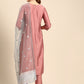 Women Pink & Blue Ethnic Motifs Embroidered Kurta with Trousers & With Dupatta