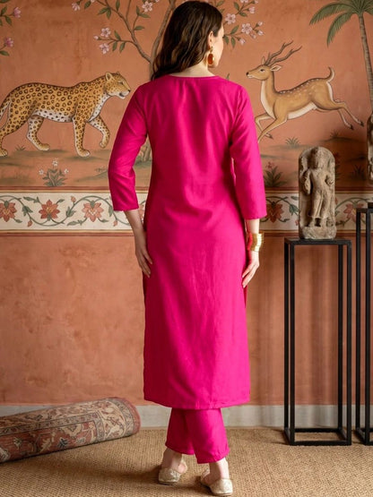 Women Ethnic Motifs Embroidered Regular Thread Work Kurta with Trousers & With Dupatta