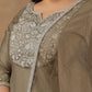 Plus Size Floral Embroidered Thread Work Kurta With Trousers & Dupatta