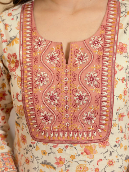 Women Regular Size Kurta Set Cotton Blend