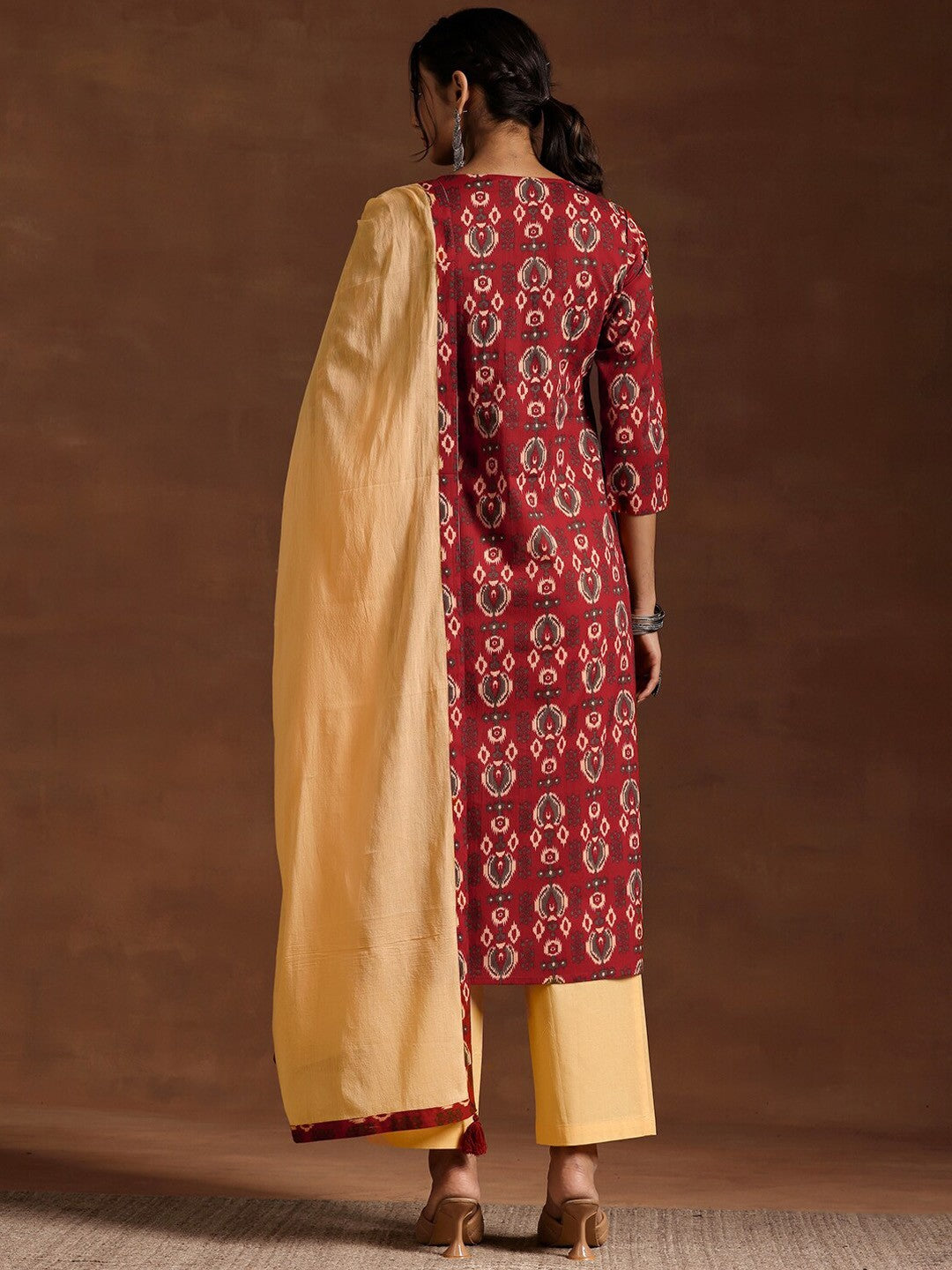 Ethnic Motifs Printed Pure Cotton Kurta with Trousers & With Dupatta