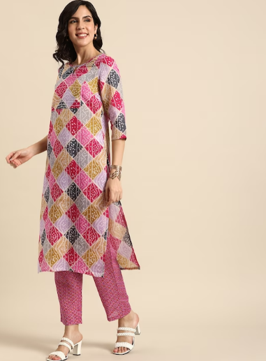 Bandhani Printed Kurta with Trousers