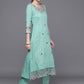 Floral Embroidered Panelled Thread Work Pure Cotton Kurta With Trousers & Dupatta