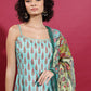 Ethnic Motifs Printed Shoulder Straps Straight Kurta & Palazzos With Dupatta