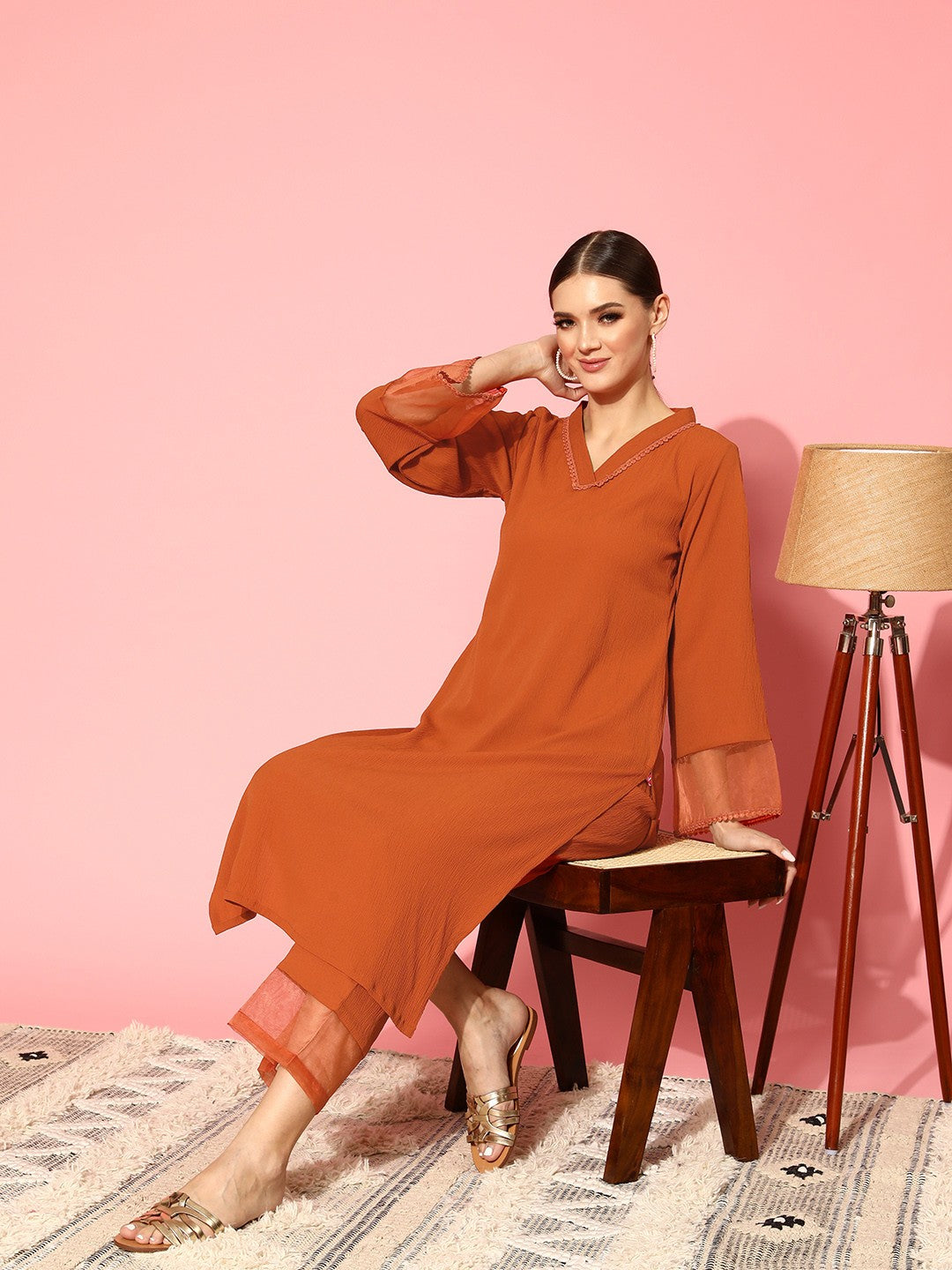 Flared Sleeves Kurta with Palazzos