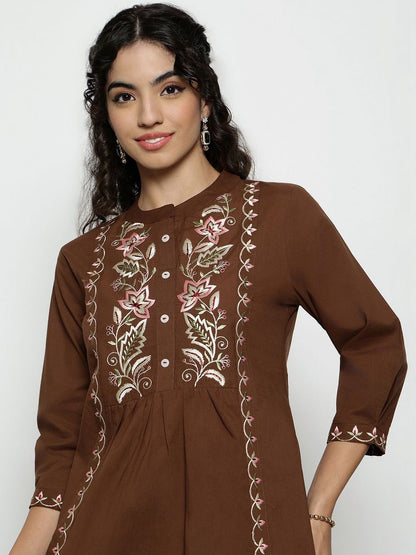 Women Mandarin Collar Printed Tunic