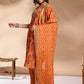 Ethnic Motifs Printed Round Neck Three-Quarter Sleeves Pure Cotton Kurta Set