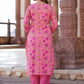 Floral Printed Pure Cotton Kurta with Trousers & With Dupatta