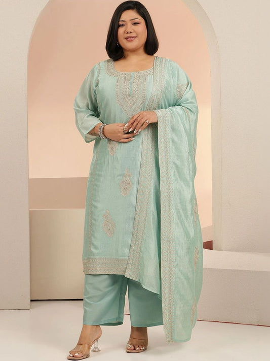 Women Ethnic Motifs Embroidered Regular Thread Work Kurta with Palazzos & With Dupatta