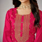 Pink Ethnic Motifs Embroidered Kurta with Churidar & Dupatta