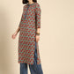 Women Blue Ethnic Motifs Printed Regular Pure Cotton Kurta With Palazzos & Dupatta