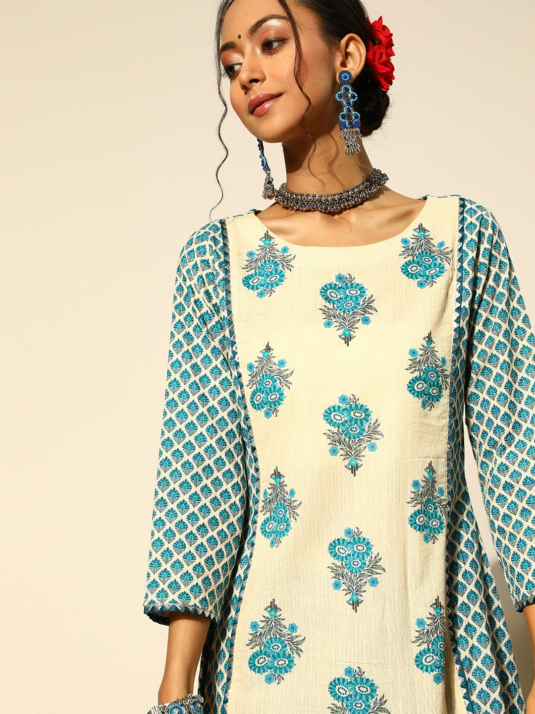 Printed Cotton Blend Kurta Set