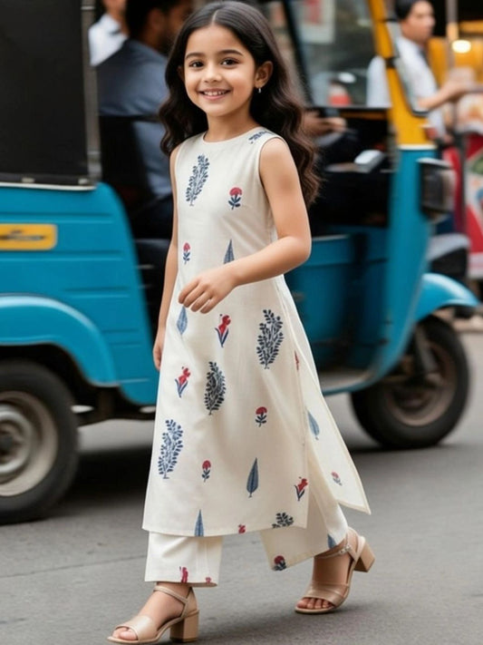 Girls Ethnic Motifs Printed Regular Kurta with Palazzos