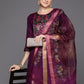 Women Purple Yoke Design Regular Kurta with Palazzos & With Dupatta