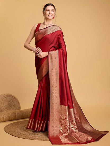 Woven Design Art Silk Kanjeevaram Saree With Blouse Piece
