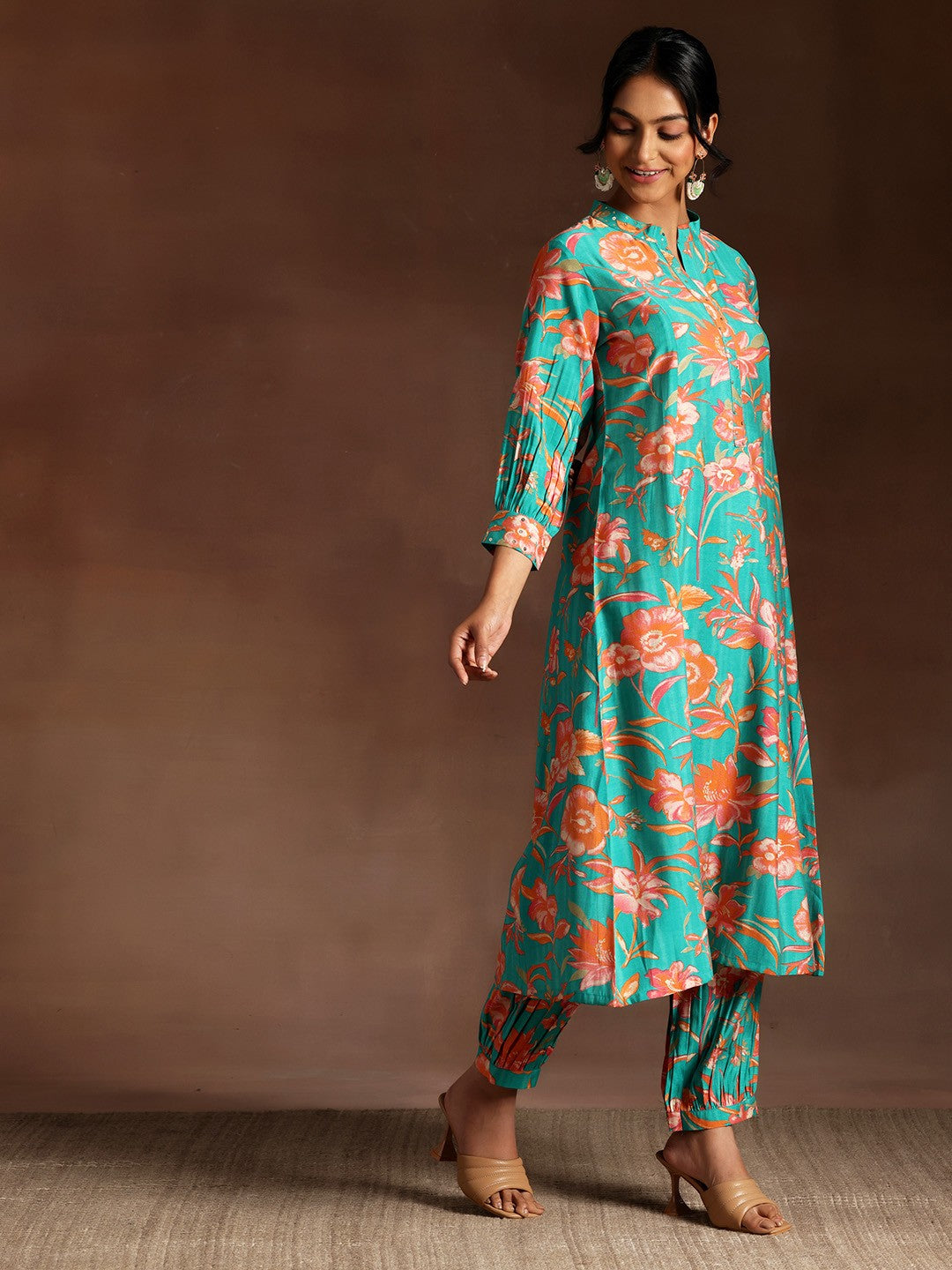 Floral Printed Panelled Kurta with Salwar