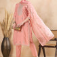 Peach-Coloured Floral Embroidered Regular Sequinned Kurta With Trousers & Dupatta