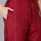 Maroon Ethnic Motifs Yoke Design Zari Sequinned Kurta with Trousers & Dupatta