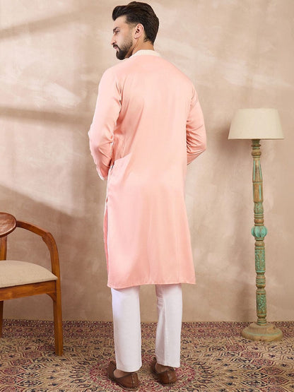 Embroidered Mandarin Collar Kurta & Trousers Kurta Sets