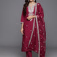 Embroidered Regular Sequinned Kurta with Trousers & Dupatta