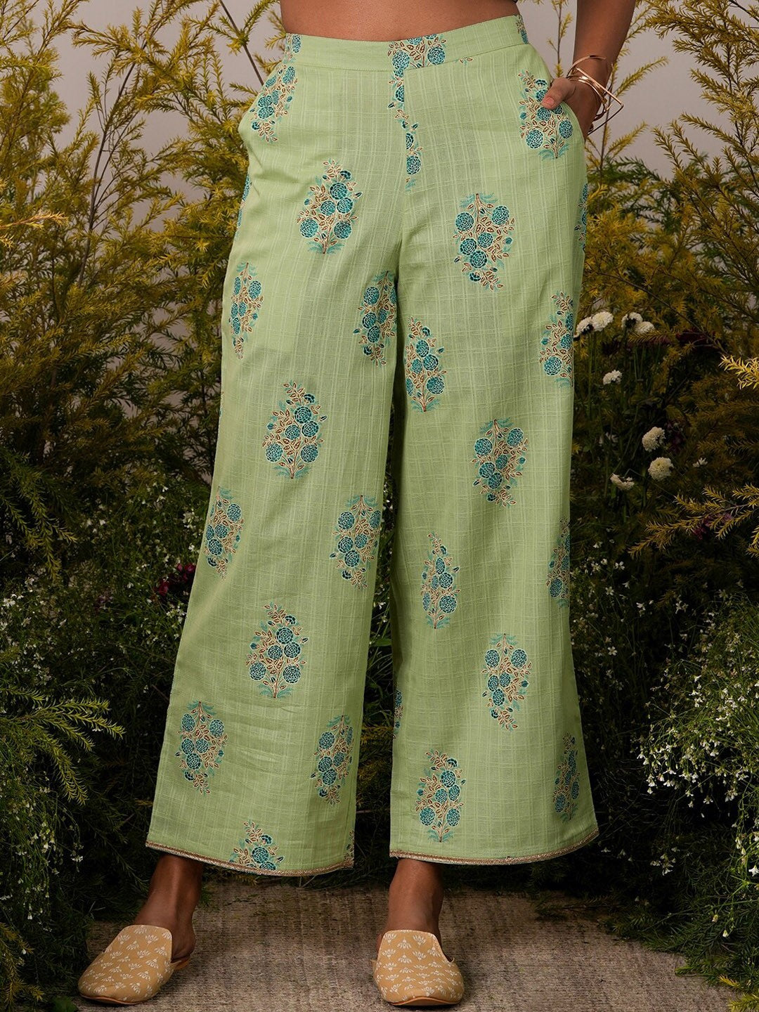 Floral Printed Regular Pure Cotton Kurta with Palazzos