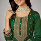 Green Ethnic Motifs Embroidered Kurta with Churidar & Dupatta