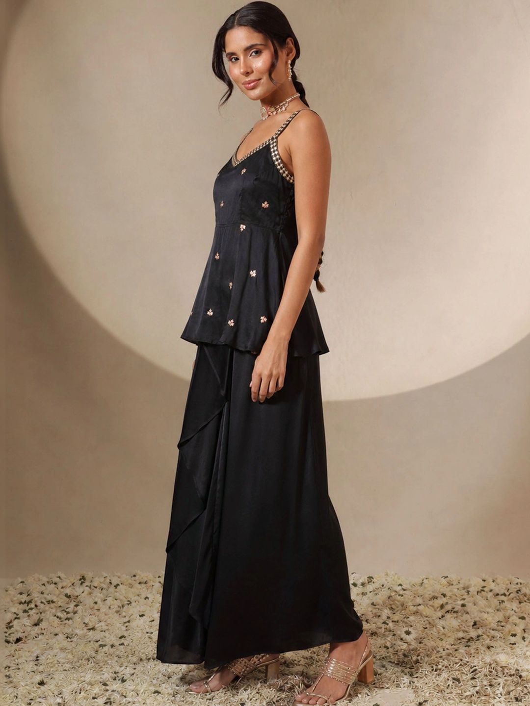 Women Embroidered Top with Skirt