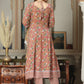 Floral Printed Mirror Work Anarkali Kurta With Trousers & Dupatta