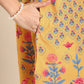 Women Mustard Yellow Floral Printed A- Line Kurta with Trousers