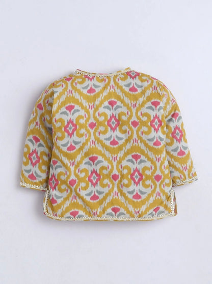 Boys Ethnic Motifs Printed Angrakha Pure Cotton Top with Dhoti Pants