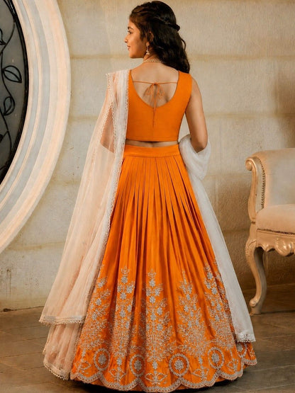 Girls Embroidered Thread Work Ready to Wear Lehenga & Blouse With Dupatta