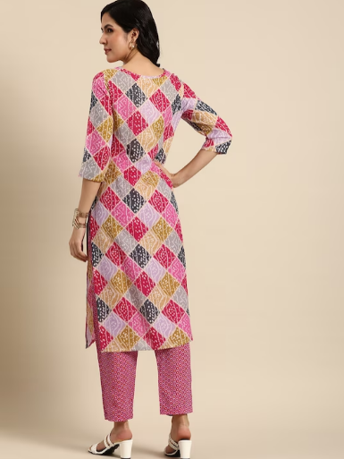 Bandhani Printed Kurta with Trousers