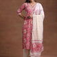 V Neck Floral Printed Gotta Patti Pure Cotton Straight Kurta with Palazzo & Dupatta