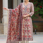 Floral Printed Sequinned Pure Cotton Kurta & Trousers With Dupatta