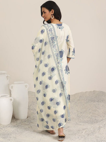 Women Floral Printed Regular Kurta with Trousers & With Dupatta