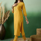 Round Neck Embroidered Straight Kurta With Trouser Set