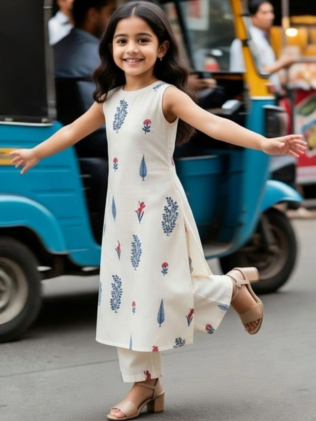 Girls Ethnic Motifs Printed Regular Kurta with Palazzos