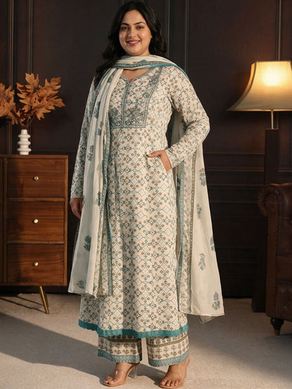 Women Ethnic Motifs Printed Regular Kurta with Palazzos & With Dupatta