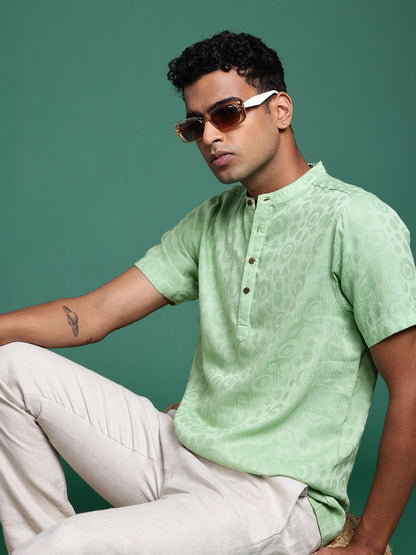 Pure Cotton Striped Textured Jacquard Kurta
