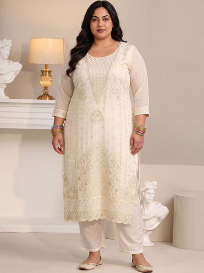 Women Ethnic Motifs Embroidered Regular Sequinned Kurta with Trousers & With Dupatta