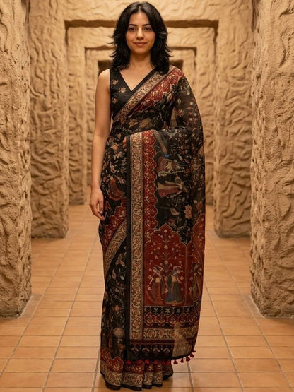 Ethnic Motifs Silk Blend Designer Saree