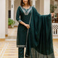 Floral Embroidered Straight Kurta With Trousers & Dupatta